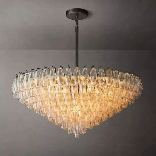 Chiala Clear Glass Tiered Round Chandelier 47" For Living Room