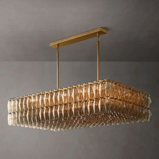 Chiala Glass Rectangular Chandelier 54" For Living Room