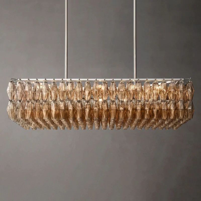 Chiala Glass Rectangular Chandelier 54" For Living Room