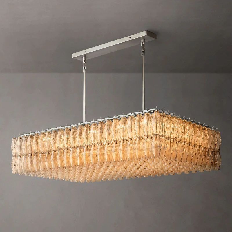Chiala Glass Rectangular Chandelier 54" For Living Room