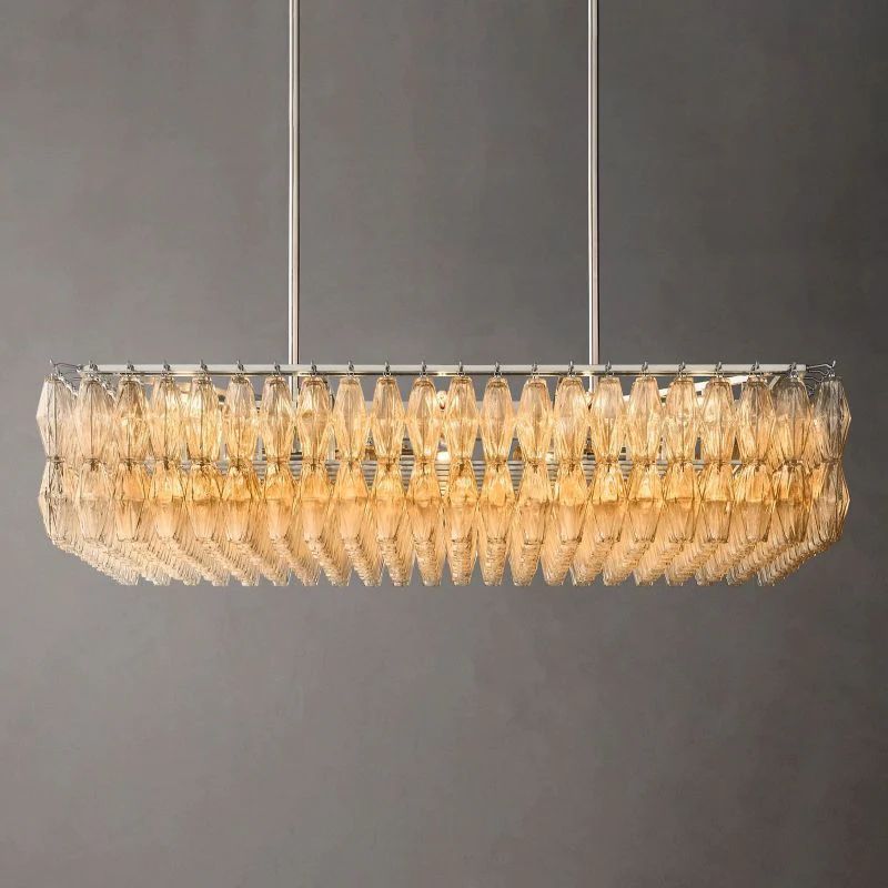 Chiala Glass Rectangular Chandelier 54" For Living Room