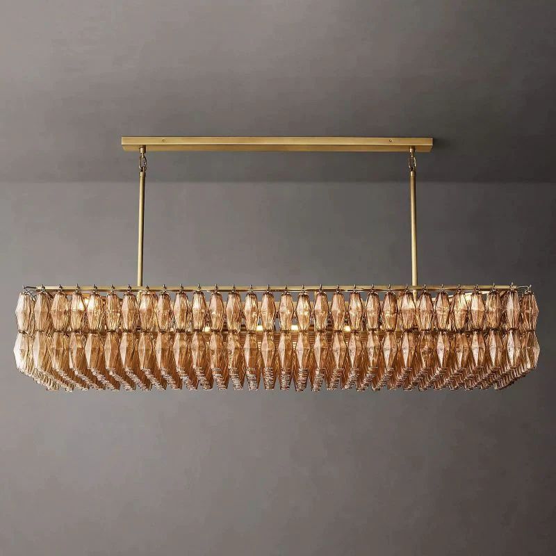 Chiara Smoke Glass Rectangular Chandelier 74" For Living Room