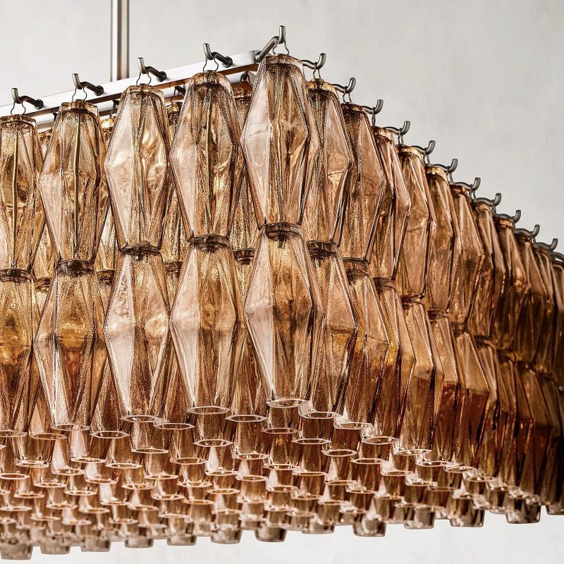 Chiara Smoke Glass Rectangular Chandelier 74" For Living Room