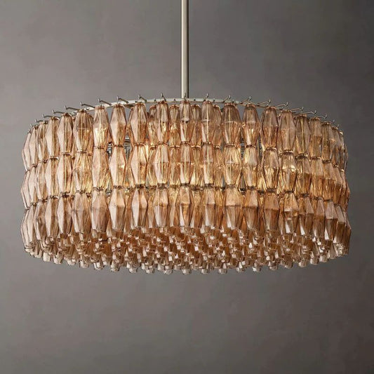 Chiala Smoke Glass Round Chandelier 47" For Living Room