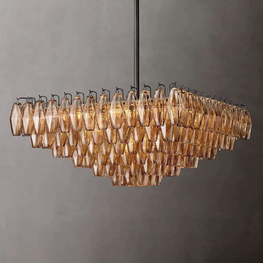Chiala Smoke Glass Square  Dining Room Chandelier 32"