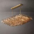 Load image into Gallery viewer, Chiala Smoke Glass Tiered Rectangular Chandelier 54" For Living Room

