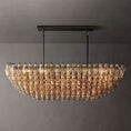 Load image into Gallery viewer, Chiala Smoke Glass Tiered Rectangular Chandelier 54" For Living Room
