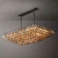 Load image into Gallery viewer, Chiala Smoke Glass Tiered Rectangular Chandelier 54" For Living Room
