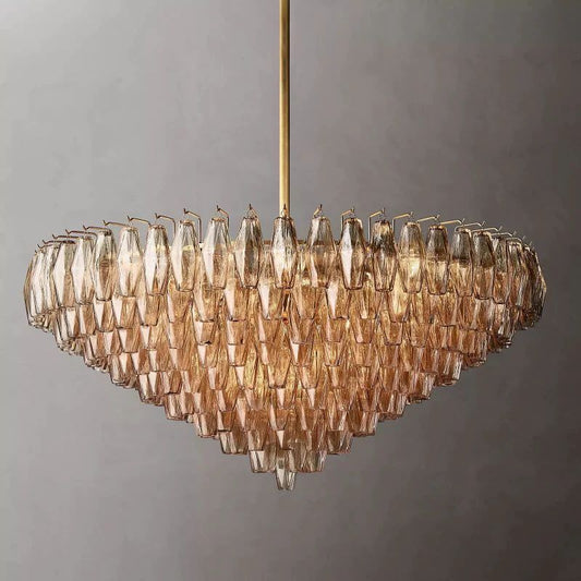 Chiala Smoke Glass Tiered Round Chandelier 47" For Living Room