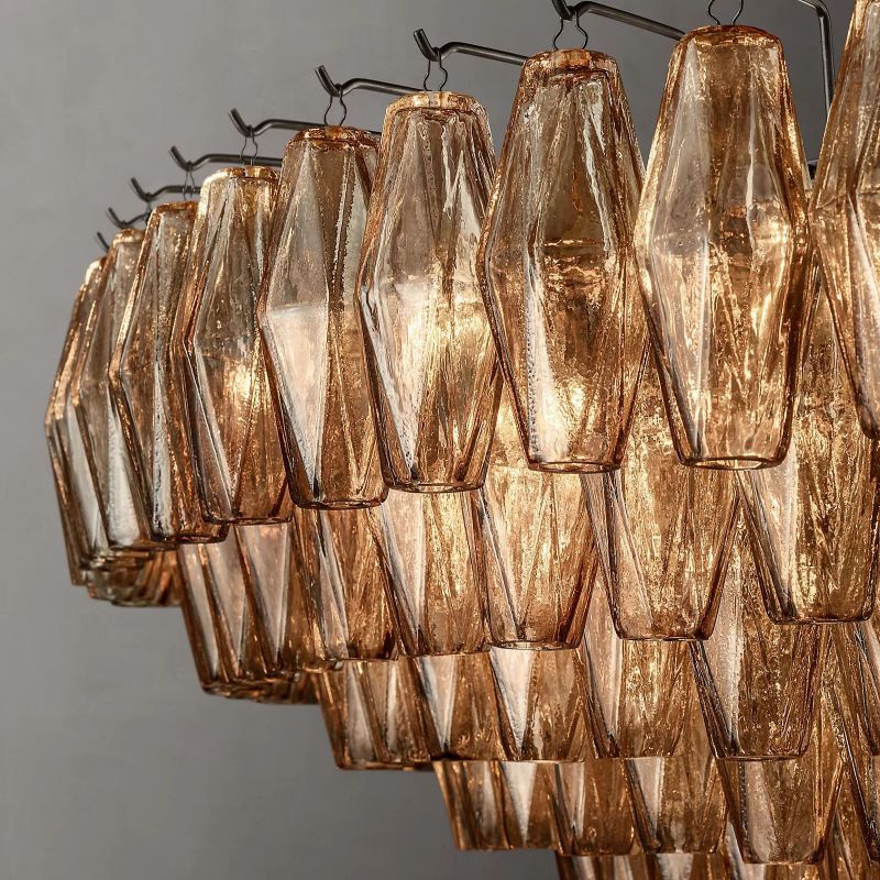 Chiala Smoke Glass Tiered Round Chandelier 62" For Living Room