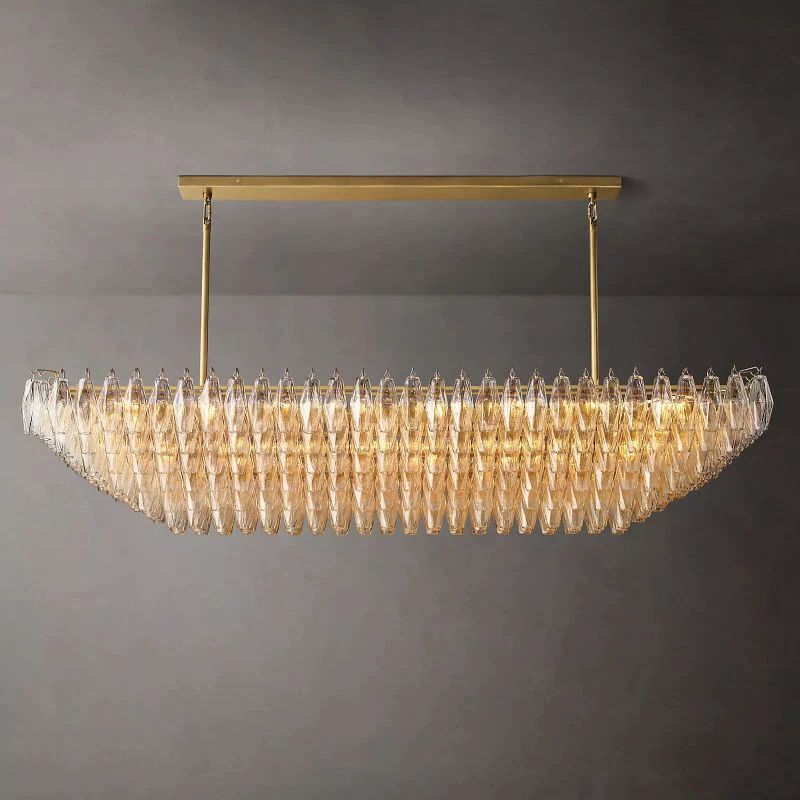 Chiala Clear Glass Tiered Rectangular Chandelier 74"