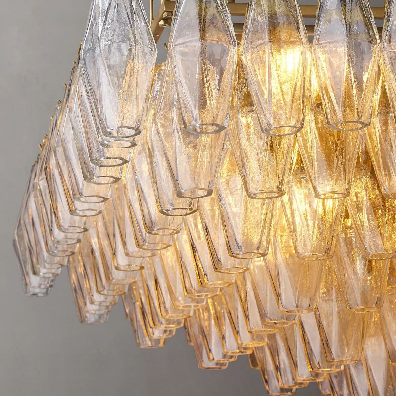 Chiala Clear Glass Tiered Rectangular Chandelier 74"