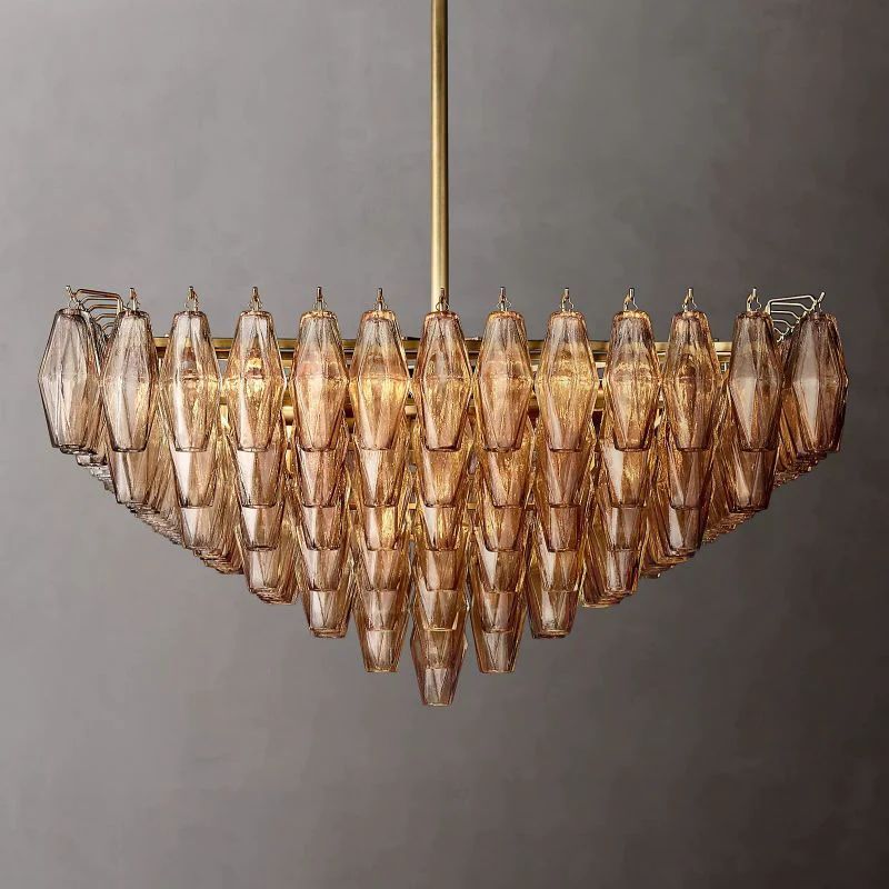 Chiala Smoke Glass Square Chandelier 32"