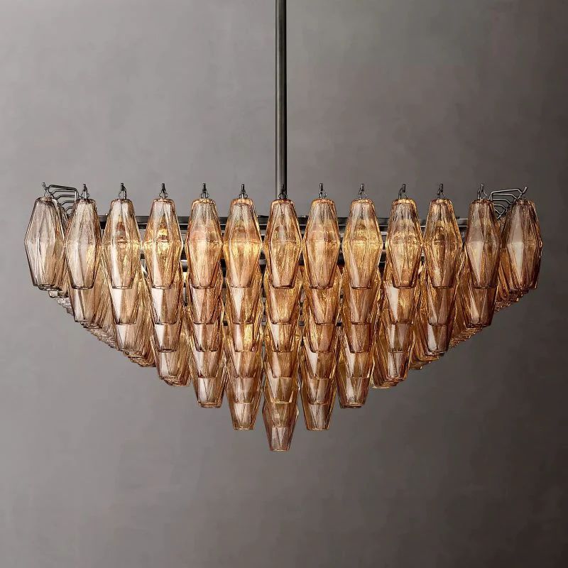Chiala Smoke Glass Square Chandelier 32"