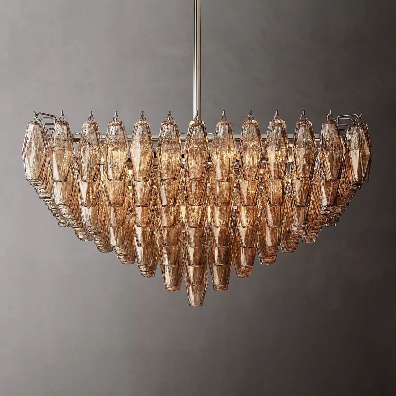 Chiala Smoke Glass Square Chandelier 32"
