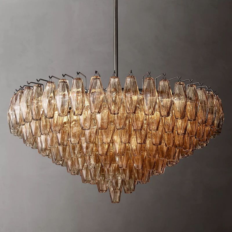 Chiala Smoke Glass Tiered Round Chandelier 37"