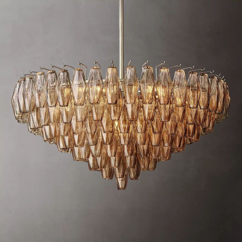 Chiala Smoke Glass Tiered Round Chandelier 37"