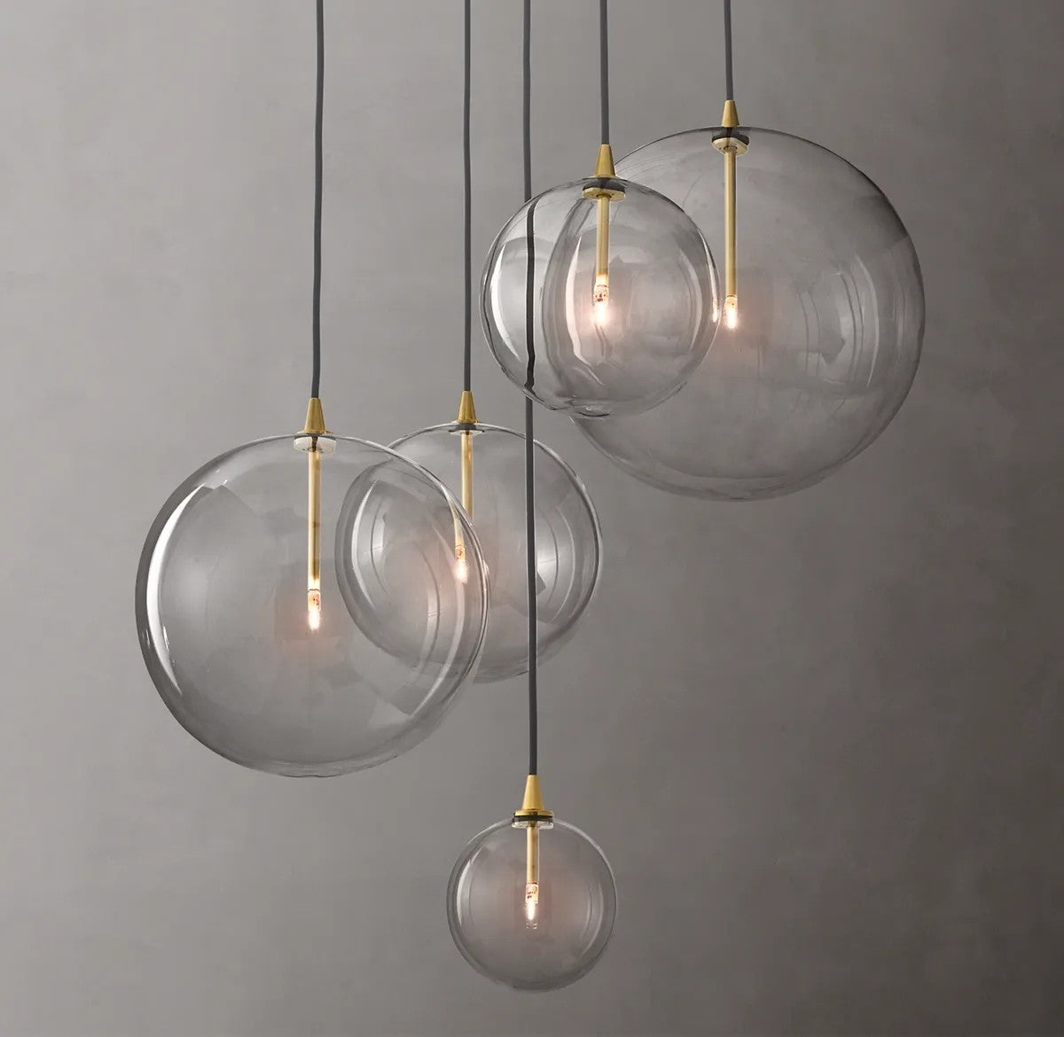 Clear Globe Mobile Cluster Chandelier 28"