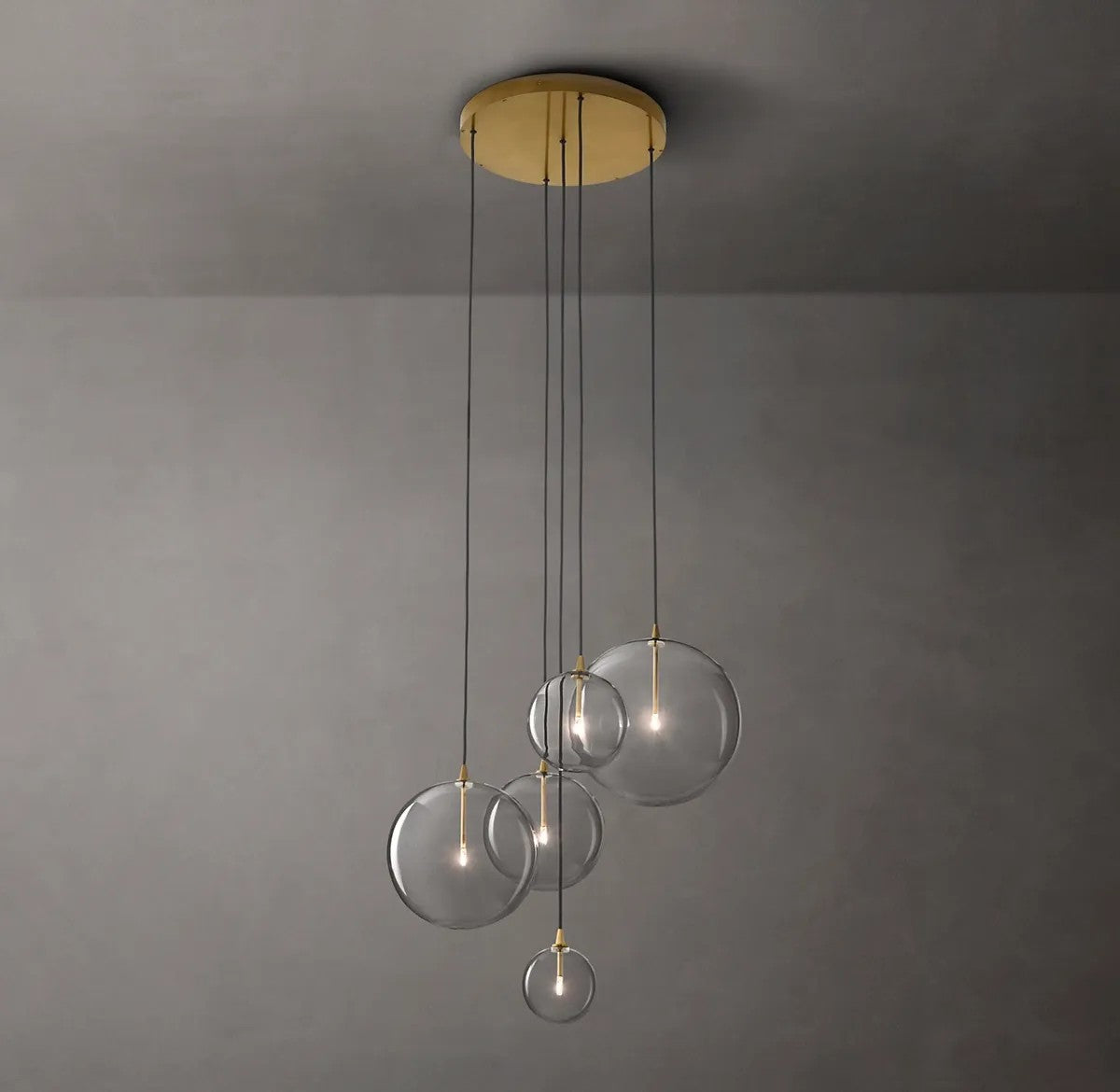 Clear Globe Mobile Cluster Chandelier 28"