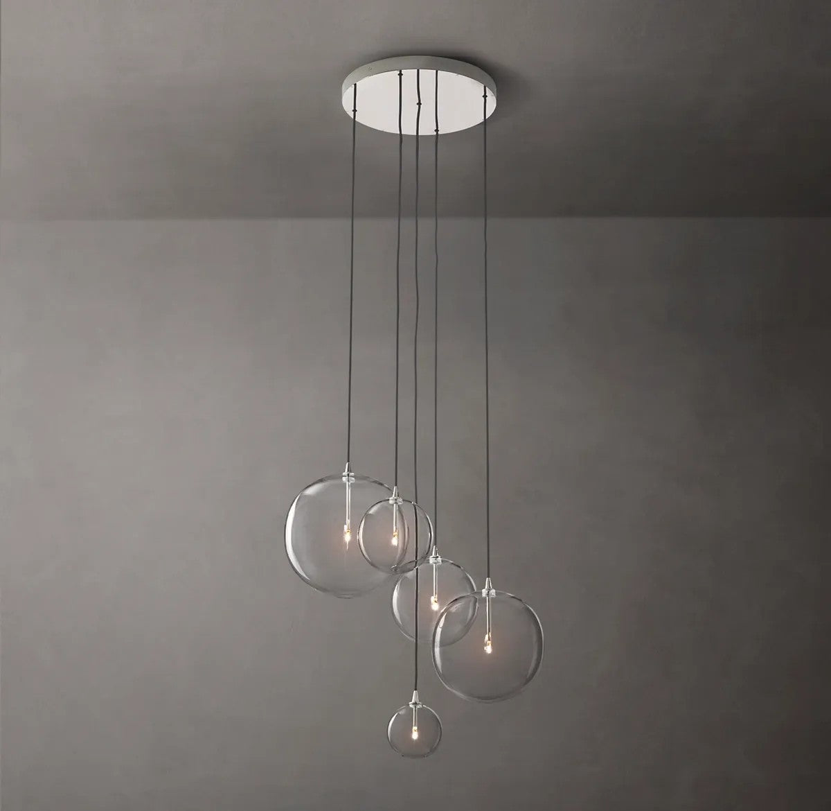 Clear Globe Mobile Cluster Chandelier 28"