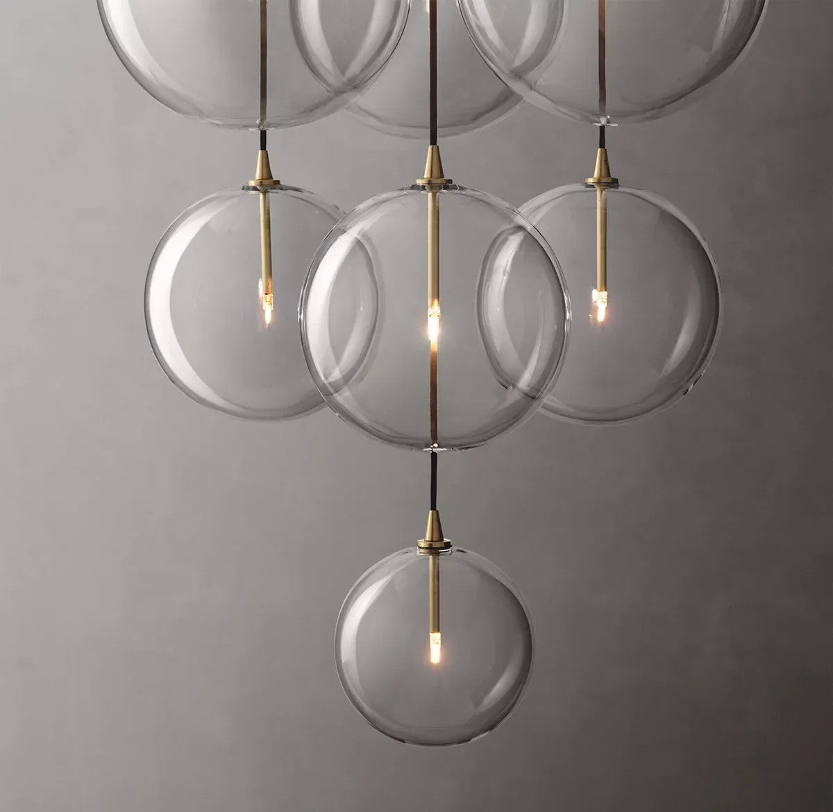 Clear Globe Mobile Cluster Chandelier 44"
