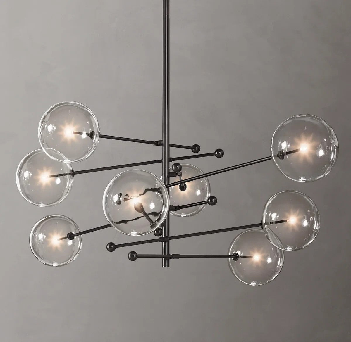 Clear Globe Mobile Eight-Arm Chandelier 79"