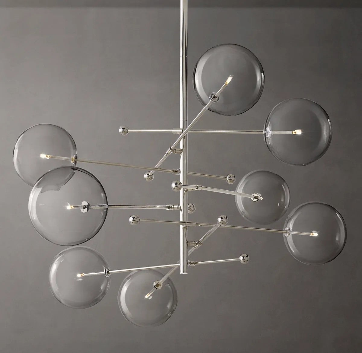 Clear Globe Mobile Eight-Arm Chandelier 79"