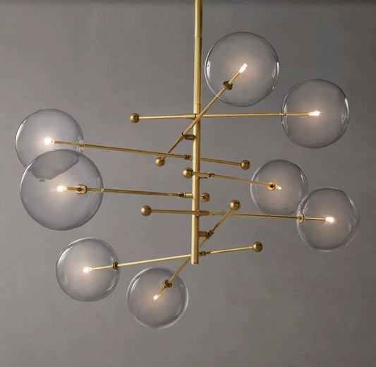 Clear Globe Mobile Eight-Arm Chandelier 79"