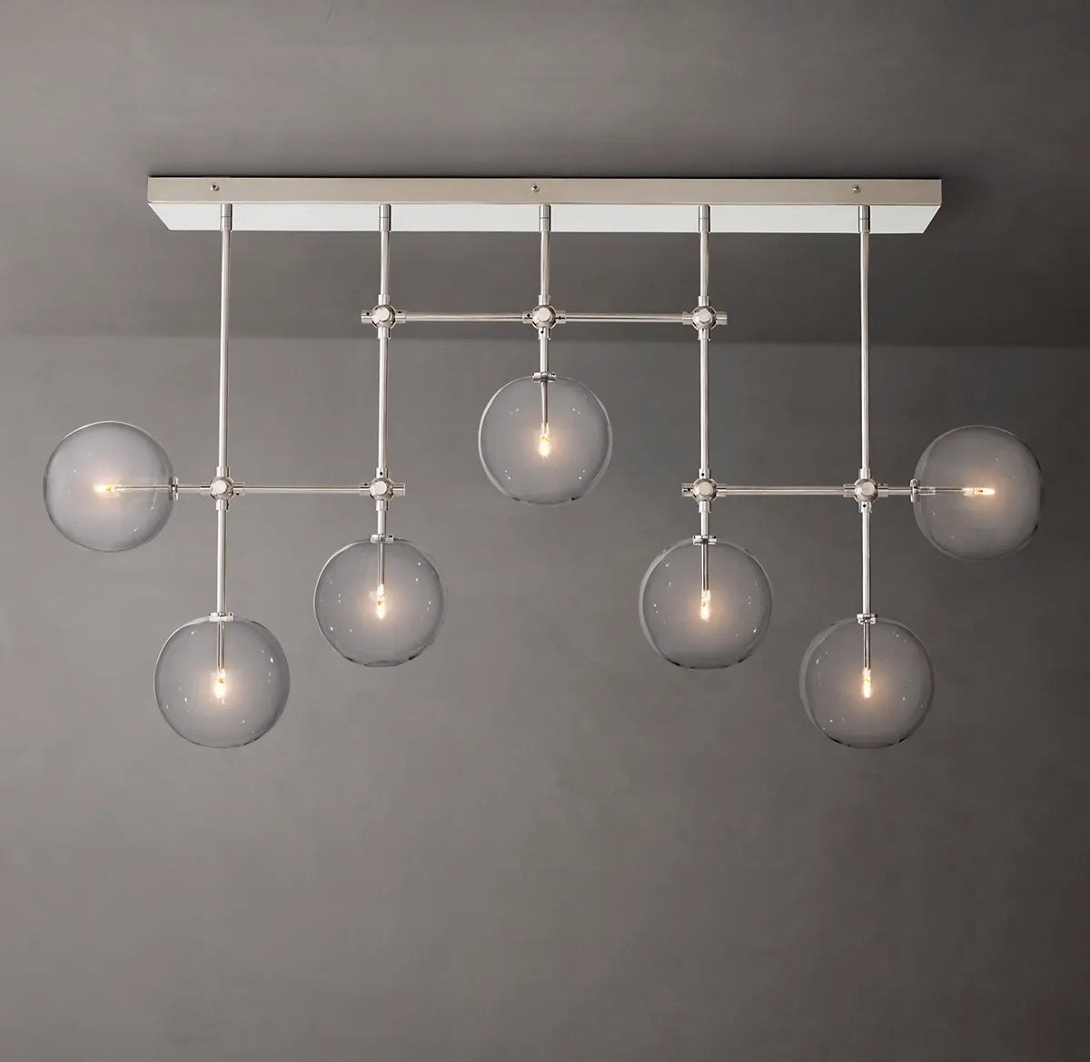 Clear Globe Mobile Linear Chandelier 60"
