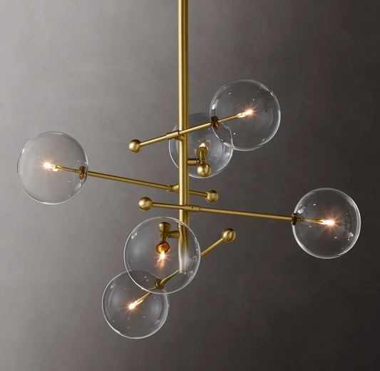 Clear Globe Mobile Six-Arm Chandelier 40"