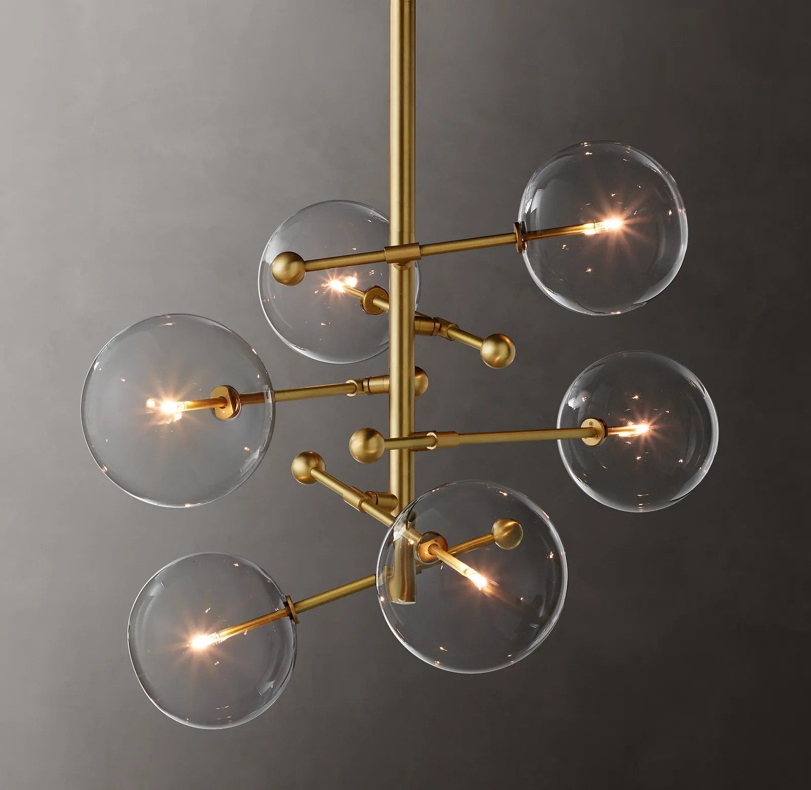 Clear Globe Mobile Six-Arm Chandelier 40"
