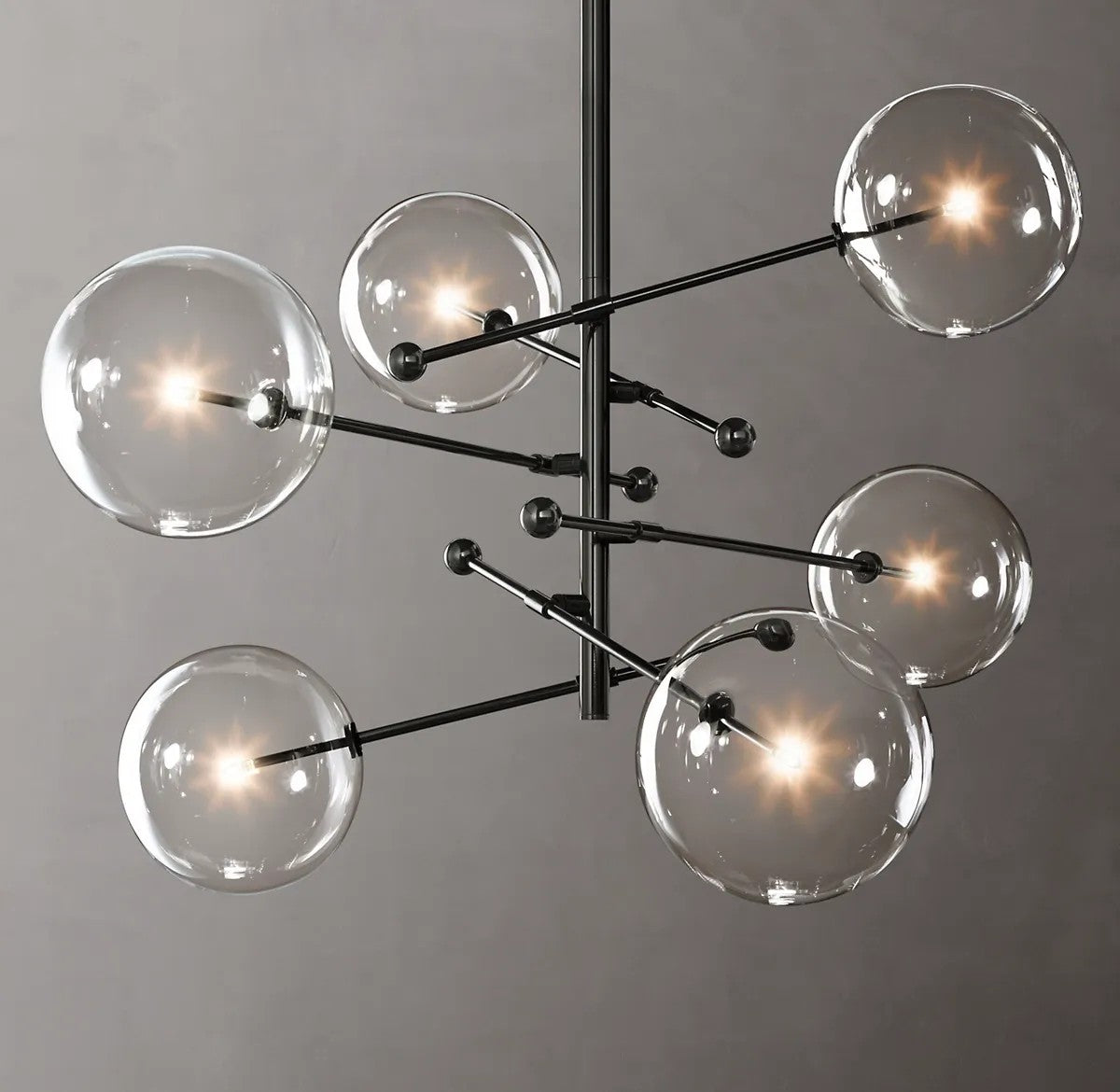 Clear Globe Mobile Six-Arm Chandelier 55"