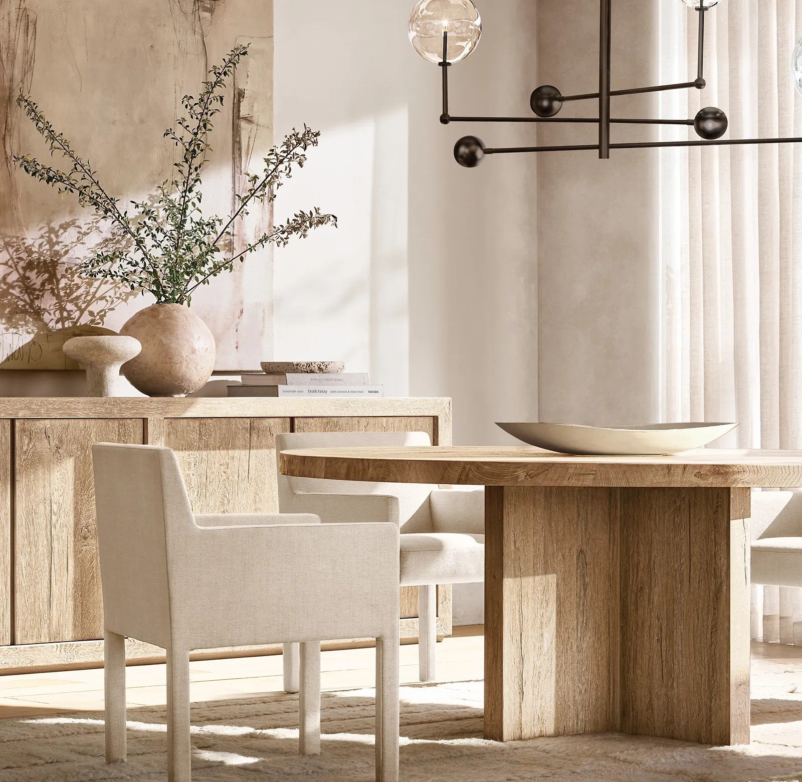 Clear Globe Mobile Three-Arm Chandelier 46"