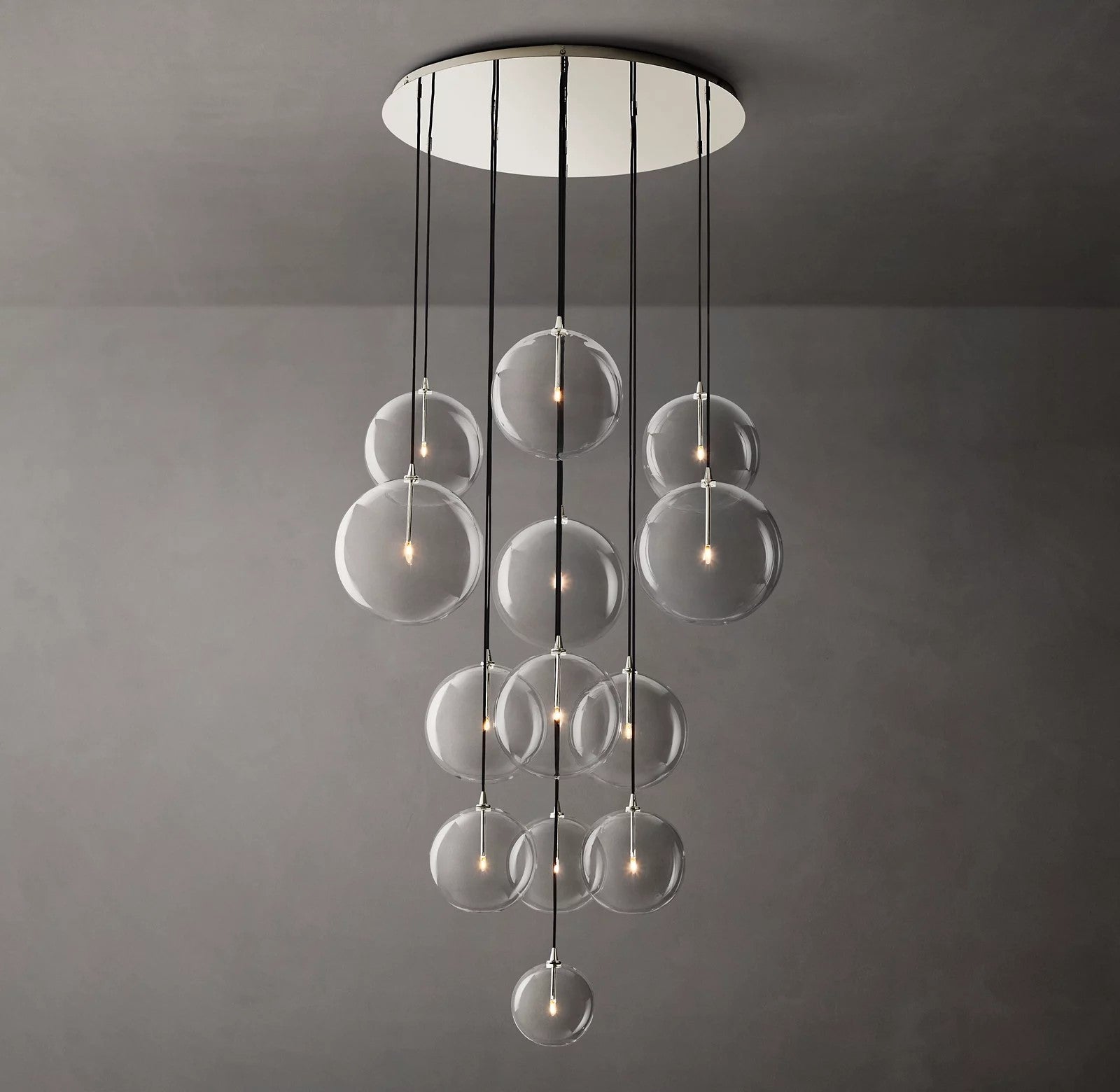Clear Globe Mobile Cluster Chandelier 44"