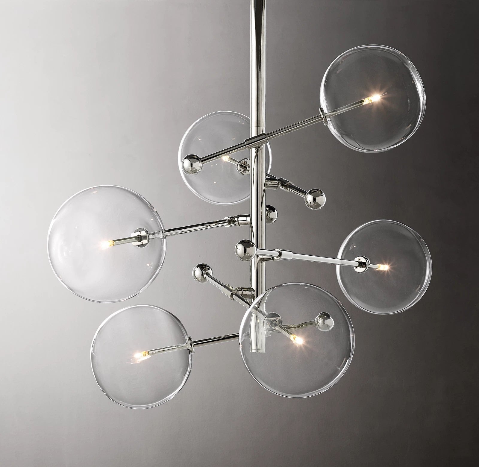 Clear Globe Mobile Six-Arm Chandelier 40"