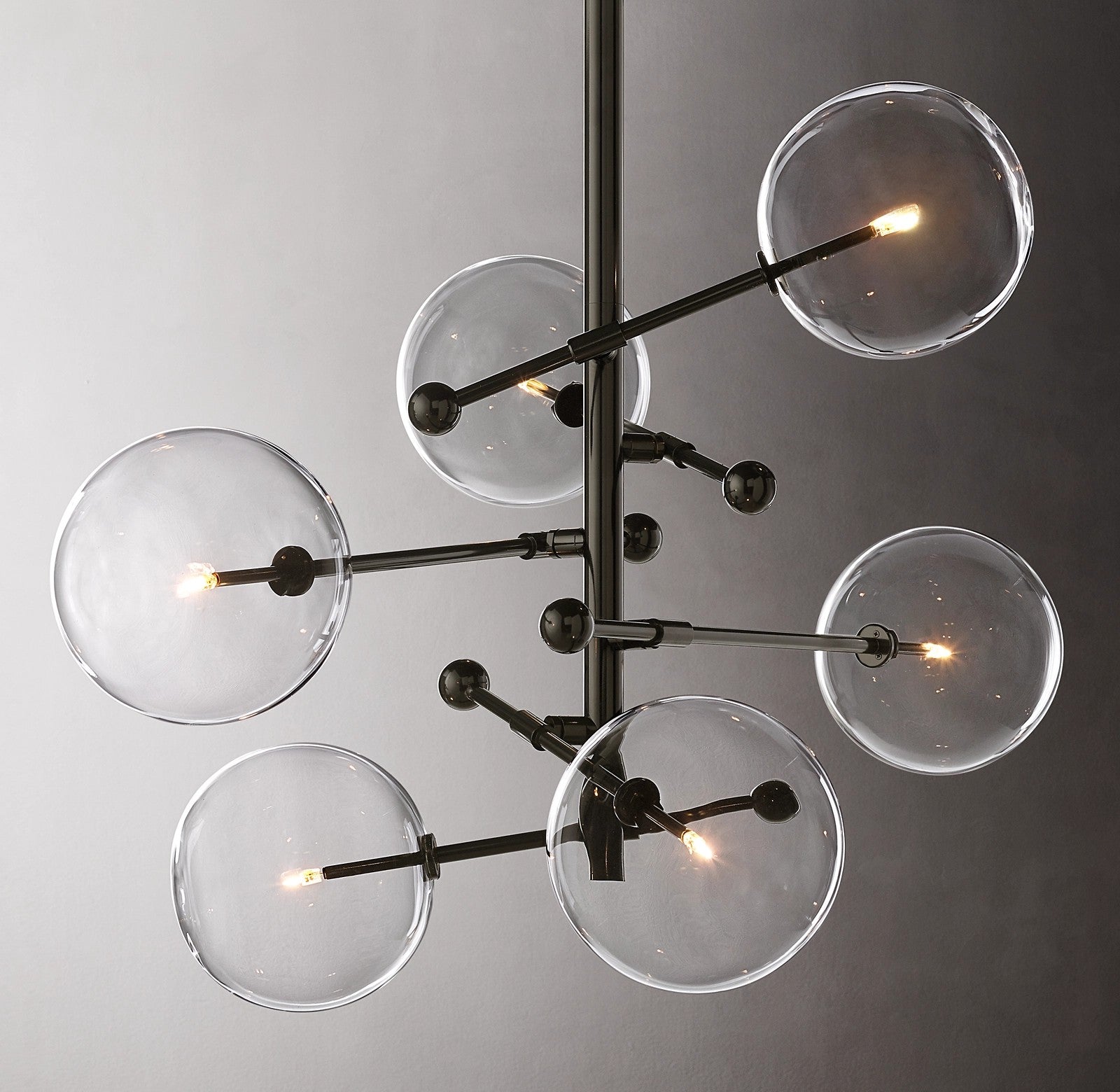 Clear Globe Mobile Six-Arm Chandelier 40"