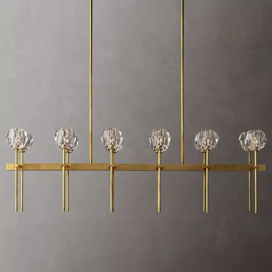 Crystal Ball Double Linear Chandelier 60"