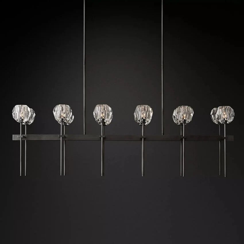 Crystal Ball Double Linear Chandelier 60"