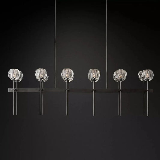 Crystal Ball Double Linear Chandelier 60"