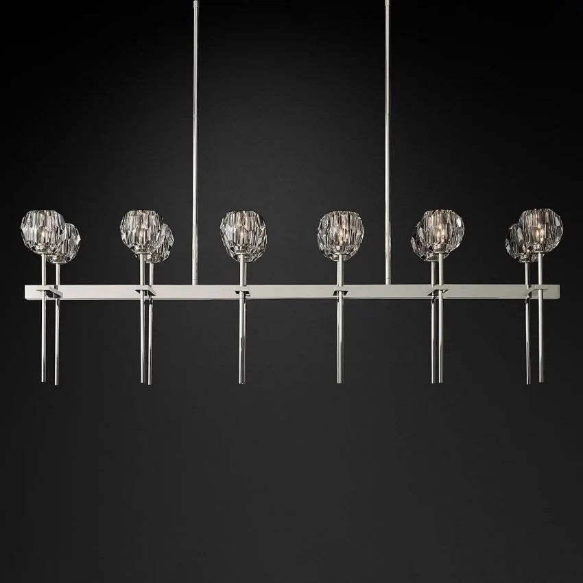 Crystal Ball Double Linear Chandelier 60"