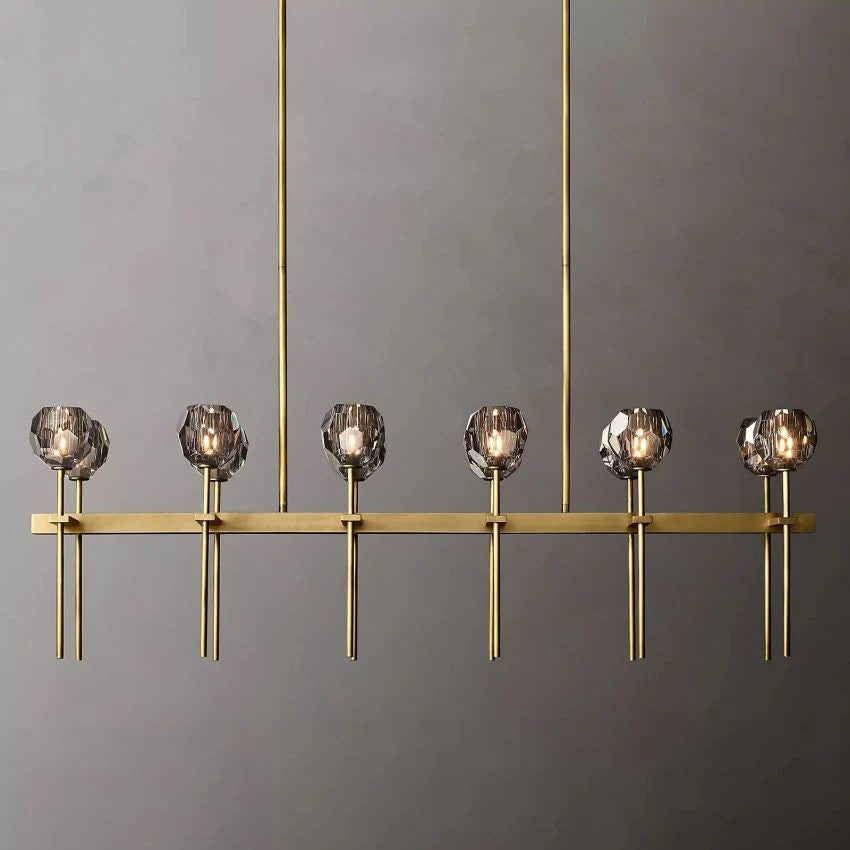 Crystal Ball Double Linear Chandelier 60"