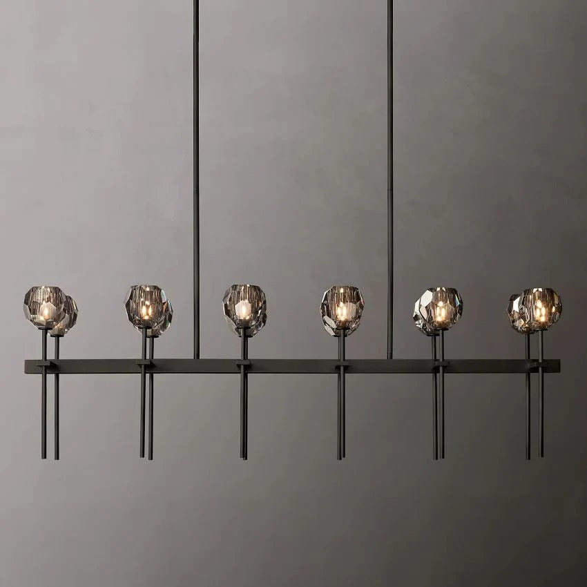 Crystal Ball Double Linear Chandelier 60"