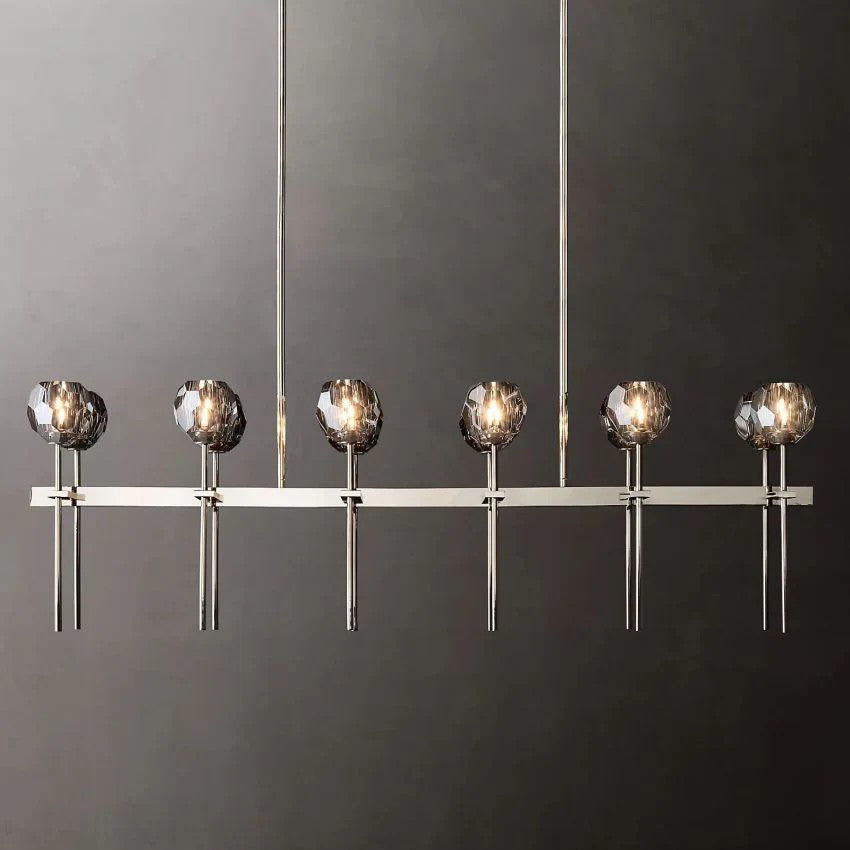 Crystal Ball Double Linear Chandelier 60"