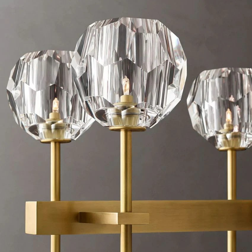 Crystal Ball Double Linear Chandelier 60"