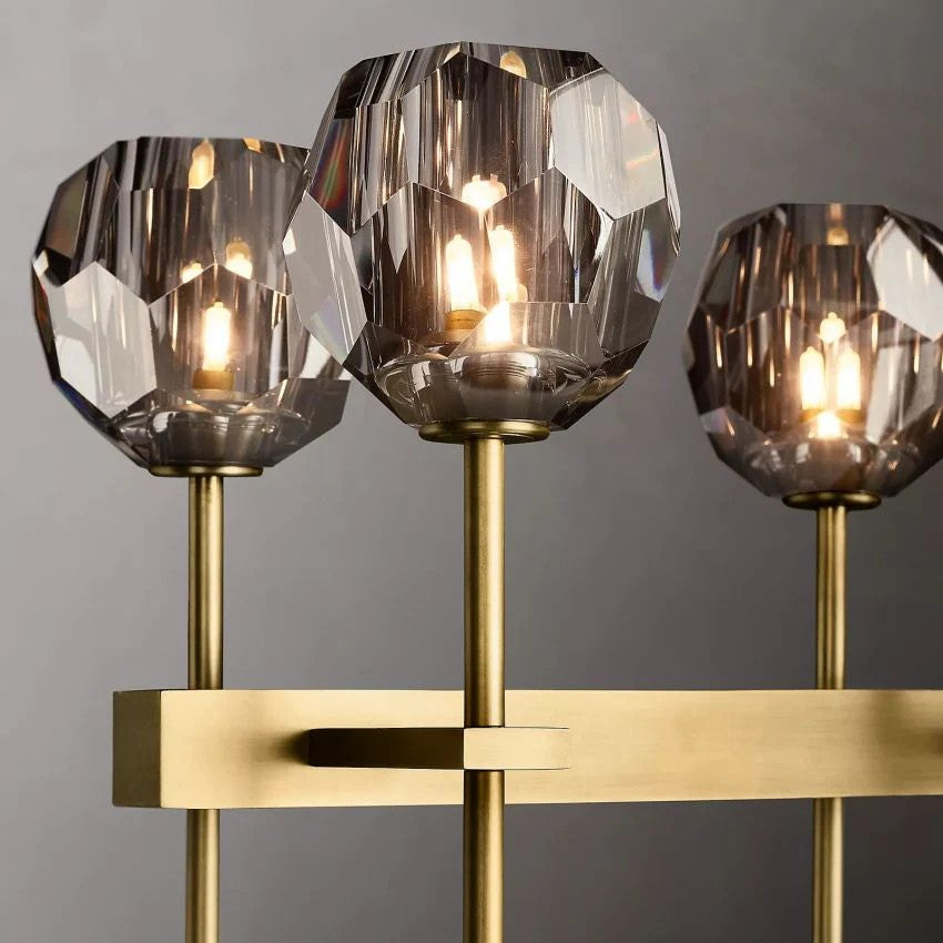 Crystal Ball Double Linear Chandelier 60"