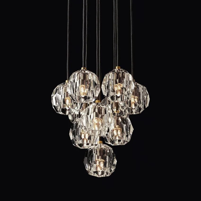 Crystal Ball Round Cluster Chandelier 14"