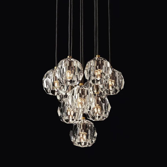 Crystal Ball Round Cluster Chandelier 14"