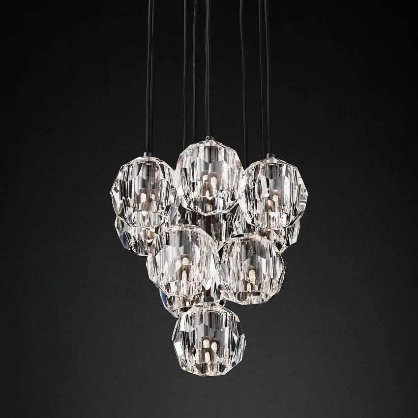Crystal Ball Round Cluster Chandelier 14"