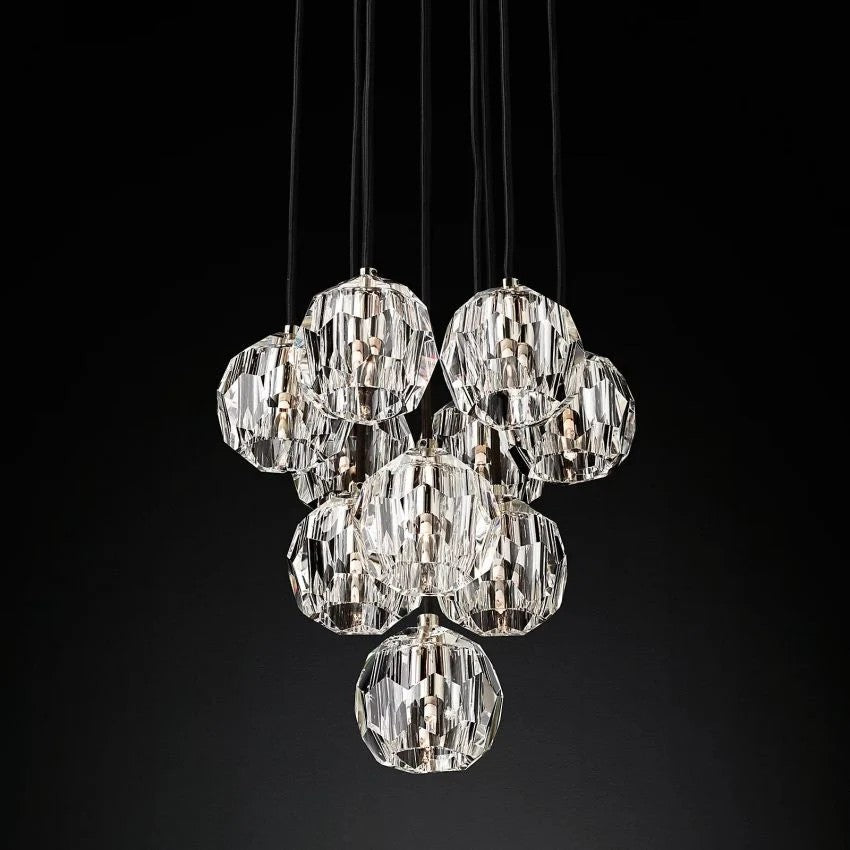 Crystal Ball Round Cluster Chandelier 14"