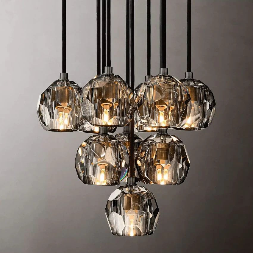 Crystal Ball Round Cluster Chandelier 14"
